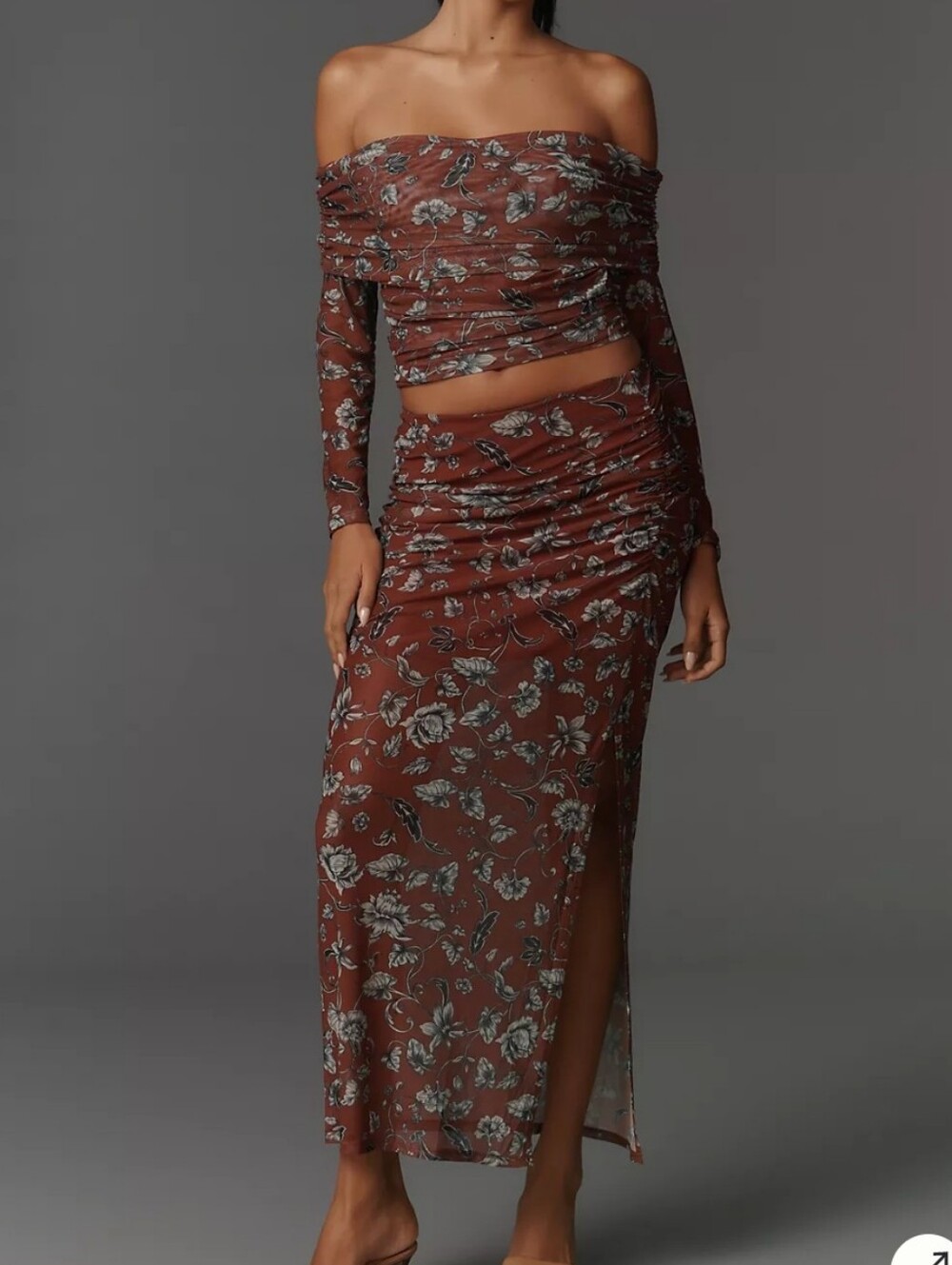 New Anthropologie Aleda Mesh Ruched Maxi Skirt by Maeve XS